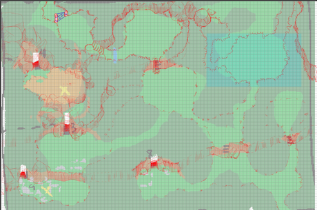 The same blocky map, but faded out and with red “pencil” drawing over it.